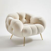 Fauteuil de détente moderne en velours avec boucle dorée pour salon, chambre, bureau à domicile, salle à manger, villa, extérieur et hôtel