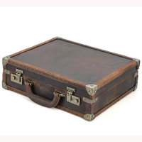Boîte de rangement pour montres en cuir de vache Crazy Horse vintage à 15 compartiments, valise à bijoux multifonctionnelle portable en cuir