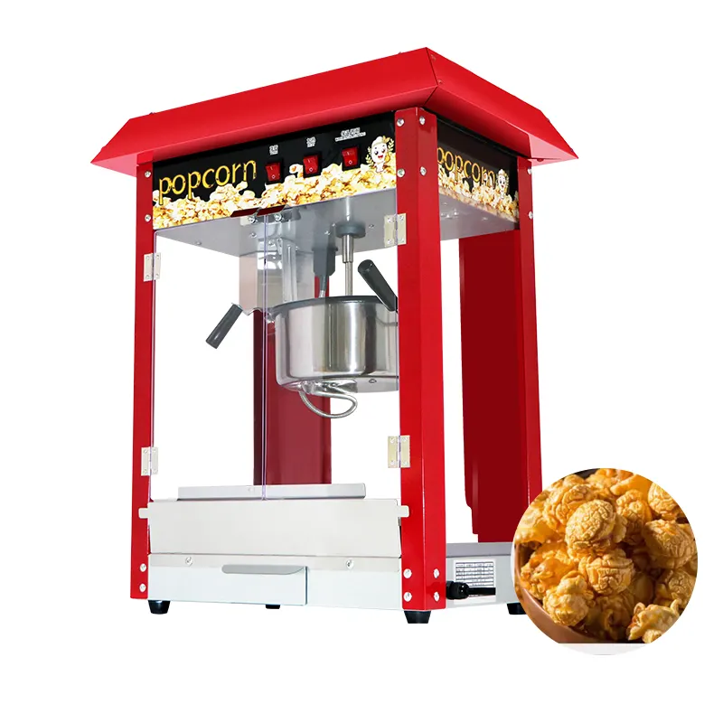 Mesin Pemanas Jagung Pop Elektrik Otomatis 8Oz, Mesin Pemanas Popcorn Gas, Mesin Pembuat Jagung Pop Elektrik