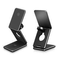 Chargeur sans fil portable pliable multifonction 3 en 1 15W avec entrée Type-C en alliage d'aluminium pour téléphone portable, montre et écouteurs