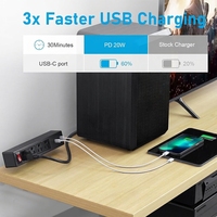 Multiprise de bureau à fixation rapide avec protection contre les surtensions, charge rapide PD 20W, plusieurs prises, amovible et montable sur le bord de la table