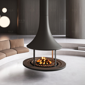 Chimenea Suspendida Independiente con Vista Giratoria de 360 Grados, Simulación de Llama de <span class=keywords><strong>Fuego</strong></span> Real Multicombustible, Estufa Atomizadora - Product Image 1