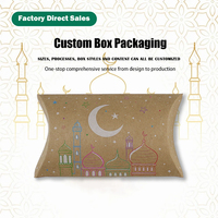 Boîte cadeau en papier kraft personnalisée avec motif mosquée et lune pour l'emballage de bonbons et de collations du Ramadan