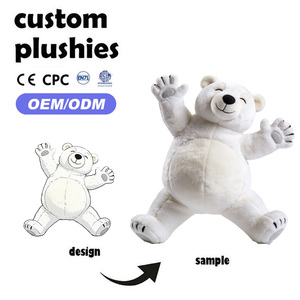 Pas een nieuwe witte ijsbeerpop aan, gemaakt van PP-katoenvulling, lage minimale bestelhoeveelheid, op maat gemaakt exclusief pluche speelgoed - Product Image 1