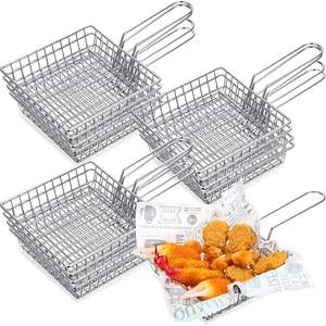 Mini paniers à frites en vrac 5,9 x 5,9 pouces avec poignée, paniers de service en fil métallique pour frites, pour cuisine et restaurant - Product Image 6