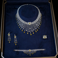 Parure de bijoux de luxe 4 pièces avec pampilles rouges et vertes, collier indien et zircon cubique, pour femme, mariage, fête africaine nigériane
