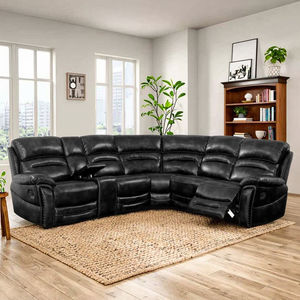 Sofá de esquina reclinable de cuero Air de bienvenida caliente con consola de almacenamiento extensible para salas de estar muebles para el hogar - Product Image 2