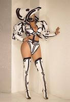 Costume de danse jazz sexy pour femmes, avec chapeau de DJ, veste et couvre-pieds, pour performance sur scène, boîte de nuit, bar, fête