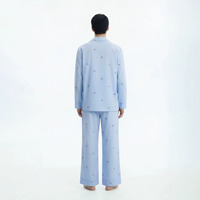 Ensemble de pyjama pour homme 100% coton, haut à manches longues boutonné et pantalon, deux pièces, vêtements de nuit d'automne, faible quantité minimale de commande