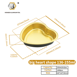 255ml hình trái tim nhôm lá chảo với nắp dùng một lần bánh màu đỏ khay và nướng <span class=keywords><strong>container</strong></span> - Product Image 3