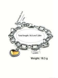 Pulsera de Cable de Acero Inoxidable para Mujer: Una Pulsera de Cadena Trenzada en Forma de Corazón, Joyería Exquisita Perfecta para Uso Diario - Product Image 5