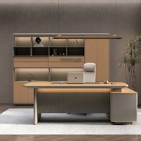Bureau de direction en forme de L, ergonomique, en bois massif, moderne, luxueux, pour PDG, directeur général, patron.