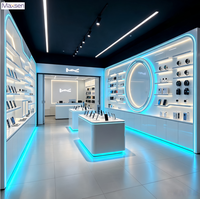 Comptoir d'exposition LED Tech Style pour téléphones portables, table de démonstration pour smartphones et écouteurs, vitrine électronique pour magasin de détail