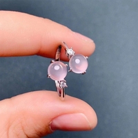 Approvisionnement d'usine personnalisé 925 argent Sterling naturel Rose Quartz Solitaire mariage chanceux femmes anneaux