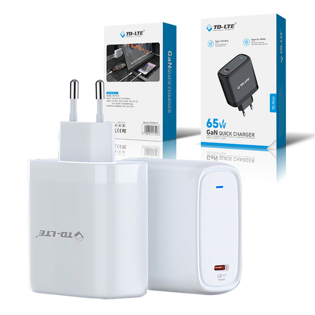 OEM Wholesale Good Quality GaN 1C Multi-function High-Speed 65W USB-C Charger for Mobile Phone and Laptop PD Fast Charging