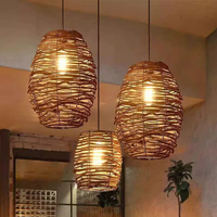 Rotin Bambou Tissage Pendentif Lumière À La Main Dôme Lustre En Osier Abat-Jour Plafonnier Pas Cher Prix De