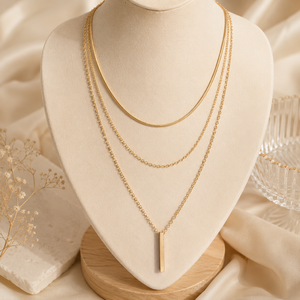 Collana a strati con ciondolo a barra da donna, catena minimalista per clavicola, gioielli alla moda per tutti i giorni - Product Image 2