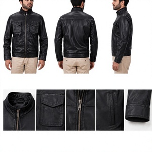Nuevas Chaquetas Casuales de Invierno de Cuero Genuino Premium 2026 al por Mayor para Hombre, Cuello Alto, Impermeables, con Cremallera, Teñidas, Lavadas, Suaves por Delante - Product Image 2