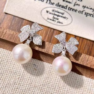 22646 S925 Accesorios de Plata para DIY con Perlas, Bandeja Vacía con Forma de Lazo para Perlas Redondas de 9-13 mm, para Pendientes de Moda - Product Image 4