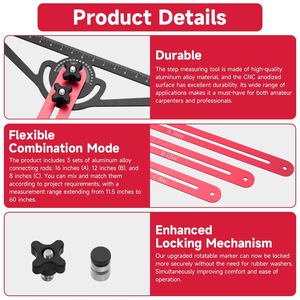 2025 nouvel outil <span class=keywords><strong>de</strong></span> jauge d'escalier en aluminium, règle pliante multifonction avec écrou <span class=keywords><strong>de</strong></span> blocage pour la mesure des escaliers et le travail du bois - Product Image 6