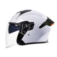 Casque de moto demi-face en ABS de haute qualité avec visière double, feu arrière LED, conception modulaire, homologué DOT, toutes saisons