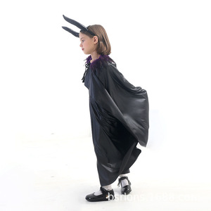 Disfraz de Bella Durmiente con Capa Negra Mágica para Niños, Conjunto de 3 Piezas, Vestido para Actuación de Halloween con Cuernos - Product Image 5