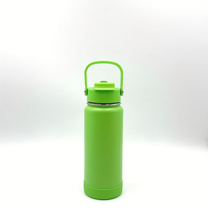 Custom Logo Stainless Steel Sports Water <b>Bottle</b> with 2 in 1 Straw Spout Lid Wide Handle Vacuum Insulated <b>Flask</b> - Product Image 1