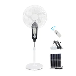 Fan With Solar 16 Inch 12V DC Solar Fan Solar Powered AC DC Rechargeable Fan Price Cheap Stand Solar Fan With Panel And LED Light