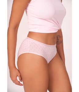 Culotte taille moyenne pour femme en coton imprimé rose avec ceinture élastique extensible et confortable, lingerie légère et confortable - Product Image 3