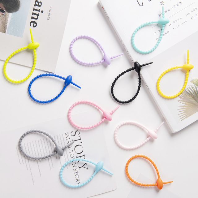Wholesale Colorful 210mm Reusable Cable Ties Silicone Cable Ties