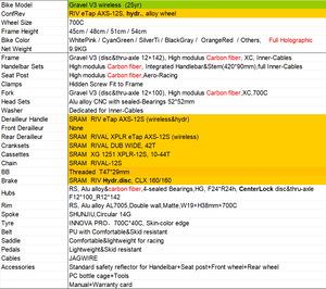 Vélo de gravier V3 en fibre de carbone avec groupe SRAM <span class=keywords><strong>RIVAL</strong></span> ETap AXS 12S sans fil et hydraulique pour l'aventure sur gravier - Product Image 6