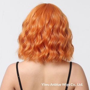 วิกผมบ๊อบสั้นหยิกสำหรับผู้หญิง สีฟ้าสไตล์ไซเบอร์เซเลบริตี้ พร้อมหน้าม้า ทรงสมจริง สีทอง ปิดคลุมศีรษะเต็มศีรษะ สามารถย้อมสีได้ - Product Image 6