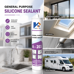 Mastic silicone acide GP blanc transparent à séchage rapide, anti-moisissure, étanche pour joints intérieurs de cuisine, salle de bain et sanitaires - Product Image 1