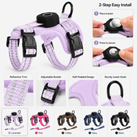 Ensemble Harnais et Laisse pour Chat Anti-Évasion, Rembourré, Solide, Personnalisable, Réfléchissant, avec Support de Traceur en Silicone Souple – Vente en Gros
