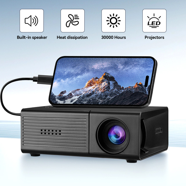 M3S New Mini Projector Home Theater Portable LED HD 1080p 3D Built-in CRT Giant Screen Is Suitable for Multiple People to Watch
