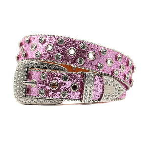 Thời Trang Sang Trọng Nhà Máy Tùy Chỉnh Người Đàn Ông Của Phương Tây Pha Lê Studded PU Phụ Nữ Da Rhinestone Thắt Lưng Với <span class=keywords><strong>H</strong></span>ợp Kim Khóa - Product Image 3