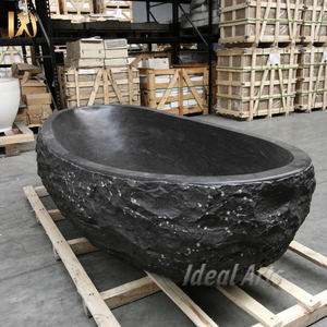 Luxo Preto Pedra De Mármore Natural Banheira Autônoma Moderna Banheira De Imersão Oval para Villa Hotel Spa e Banheiro Design - Product Image 4