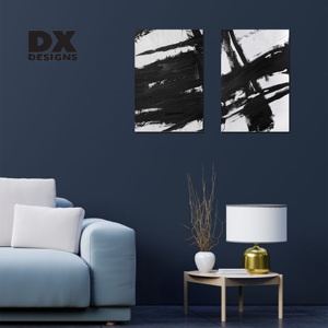 Arte Murale Astratta 3D Personalizzata DX Designs in Bianco e Nero, Dipinto Minimalista con Pennellate Audaci per Arredamento Moderno e Industriale - Product Image 5