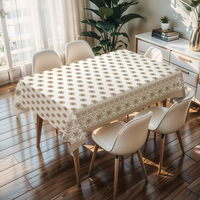 Nappe carrée en PVC gris clair RNPT, résistante à l'huile, en rouleau, avec nappe jacquard pour cuisine et salle à manger