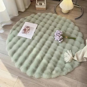 低价圆形泡泡毛绒地毯仿兔毛柔软蓬松地毯可水洗防滑客厅地垫 Alfombra - Product Image 5