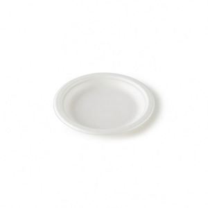 Assiette de fête biodégradable personnalisable de 9 pouces à 3 compartiments, résistante à la graisse et à l'eau, écologique, en bagasse de canne à sucre recyclée, blanche - Product Image 1