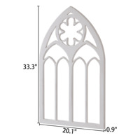 Vente en gros de cadre en arc de cathédrale gothique blanc fait à la main ornements décoratifs en bois rustique pour fenêtre cintrée décoration murale