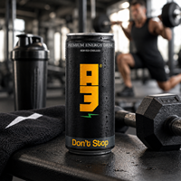 Boissons énergisantes sportives aromatisées sur mesure aux saveurs de fruits variés et de sureau, pétillantes, faibles en glucides, en canettes de 350 ml