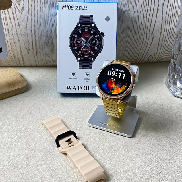 New Arrivals 2025 IP67 Waterproof Latest Metal Steel Straps Double Straps Men Business Smartwatch M109 M106 M103 With Earphone