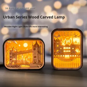 Quốc Tế loạt gỗ khắc đèn cảm ứng điều khiển đèn đêm quà tặng sáng tạo quà lưu niệm xuyên biên giới cung cấp độc quyền cho - Product Image 2