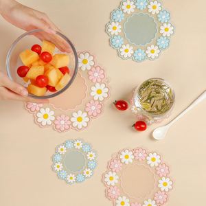 Creative Design Rlastic Transparent Color Flower Shape Pvc Coaster - Product Image 1