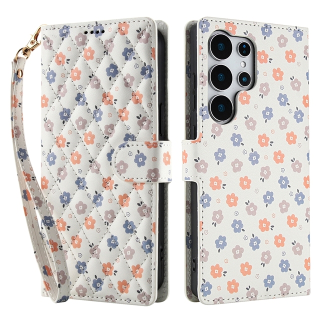 Strap Flower Wallet Leather Case for Samsung Galaxy A07 A06 A17 A26 A36 A56 A16 A55 A35 5G A25 A15 A54 A34 A24 A14 Flip Cover