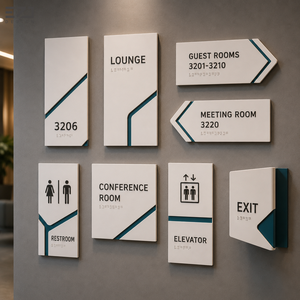 <span class=keywords><strong>Plaque</strong></span> de porte personnalisée EZD pour chambre d'hôtel, en acrylique et métal, avec numéro de chambre et braille, pour hôtel, appartement, bureau - Product Image 2