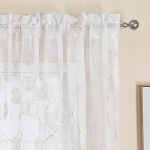 Factory Wholesale French Polyester Jacquard Living Room Rolls Valance Semi Sheer White Lace Curtain Fabric Textiles