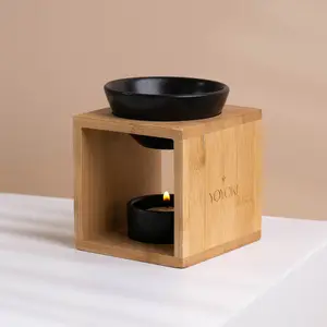 White Shaped Wax Candle Holder Incense Aroma Furnace For Wedding Custom Bamboo Ceramic Essential Oil Burner